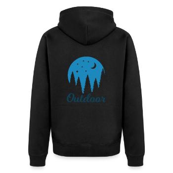 Adventure Travel Hiking Mountain - Unisex Premium Bio Zip Hoodie - Schwarz - Hinten - Nico (187cm)