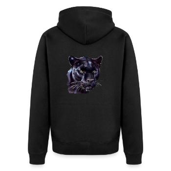 Portrait of a black jaguar - watercolor - Unisex Premium Organic Zip Hoodie - black - Back - Nico (187cm)
