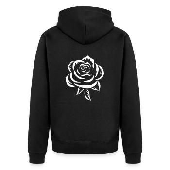 White Rose - Unisex Premium Organic Zip Hoodie - black - Back - Nico (187cm)