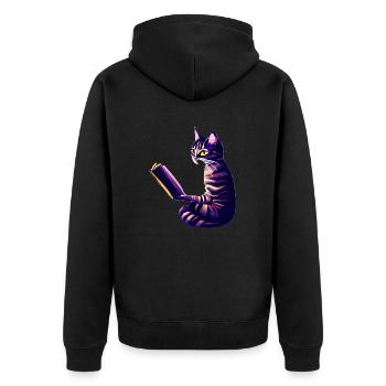 Kater Buch Katze Bücher Hauskatze Lesen Kätzchen - Unisex Premium Bio Zip Hoodie - Schwarz - Hinten - Nico (187cm)