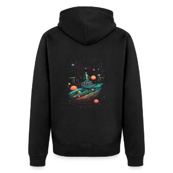 Happy Bicycle Day - Trippy Motif - Unisex Premium Organic Zip Hoodie - black - Back - Nico (187cm)