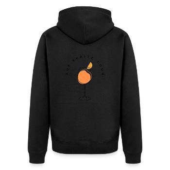 Auf Spritz Tour | Cocktails, Aperitif - Unisex Premium Bio Zip Hoodie - Schwarz - Hinten - Nico (187cm)