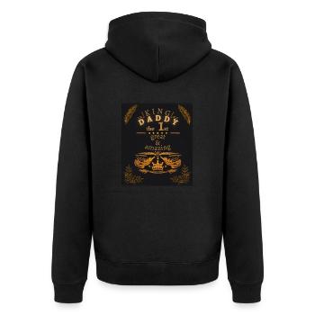 King Daddy the 1st - Unisex Premium Organic Zip Hoodie - black - Back - Nico (187cm)