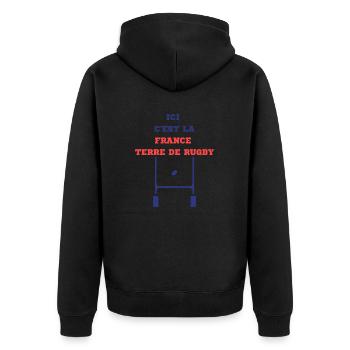ici c'est la france terre de rugby - Veste à capuche bio Premium Unisexe - noir - Dos - Nico (187cm)