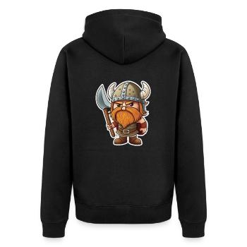 Norse Cuteness: Cute Cartoon Viking - Unisex Premium Organic Zip Hoodie - black - Back - Nico (187cm)