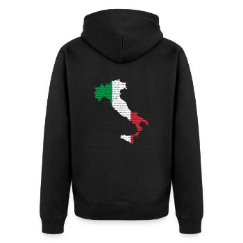 Italy many languages - Unisex Premium Organic Zip Hoodie - black - Back - Nico (187cm)