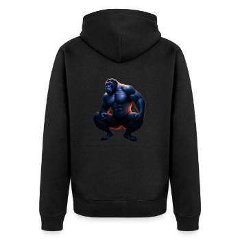 King ape - Unisex Premium Organic Zip Hoodie - black - Back - Nico (187cm)