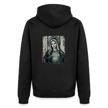 Holly Mary Maria Madonna Mariana Virgin Mary Holy - Unisex Premium Organic Zip Hoodie - black - Back - Nico (187cm)