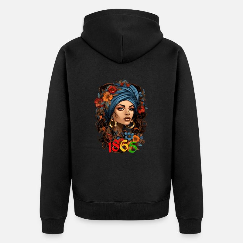Femme noire 1865 Juneteenth - Veste à capuche bio Premium Unisexe - noir