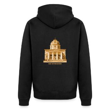 Bad Oeynhausen Kurort Nordrhein-Westfalen - Unisex Premium Bio Zip Hoodie - Schwarz - Hinten - Nico (187cm)