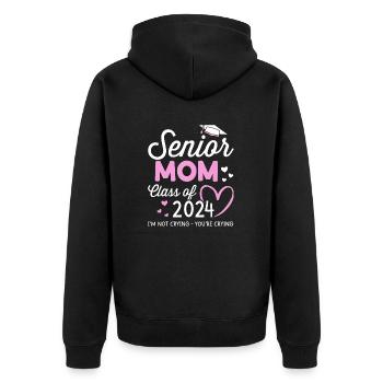 Stolze Seniorin Mama 2024 Abschlussklasse Senior - Unisex Premium Bio Zip Hoodie - Schwarz - Hinten - Nico (187cm)