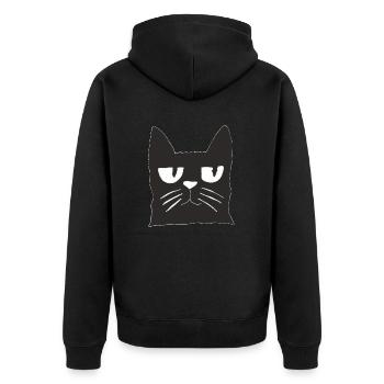 Cat Black - Unisex Premium Organic Zip Hoodie - black - Back - Nico (187cm)