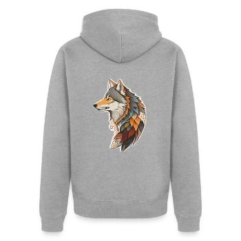 Wolf - Unisex Premium Bio Zip Hoodie - Grau meliert - Hinten - Nico (187cm)