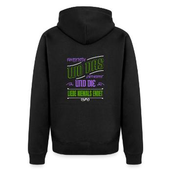 writers quote coffeecups editor book author blog - Unisex Premium Bio Zip Hoodie - Schwarz - Hinten - Nico (187cm)