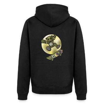 Halloween Skater Teddy with Skateboard - Unisex Premium Organic Zip Hoodie - black - Back - Nico (187cm)