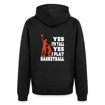 Yes I Am Tall I Play Basketball Funny Tall Player - Unisex Premium Organic Zip Hoodie - black - Back - Nico (187cm)