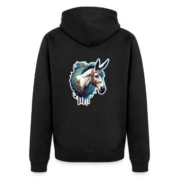 Âne / Animal / Animal gris / Crinière / iah / Lasstier - Veste à capuche bio Premium Unisexe - noir - Dos - Nico (187cm)