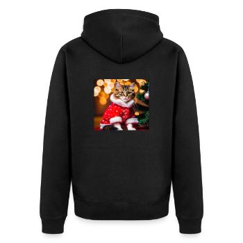 Katze im Pullover - Unisex Premium Bio Zip Hoodie - Schwarz - Hinten - Nico (187cm)