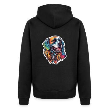 Chien / Animal / Animal de compagnie / Patte / Nez poilu / Wauwau - Veste à capuche bio Premium Unisexe - noir - Dos - Nico (187cm)