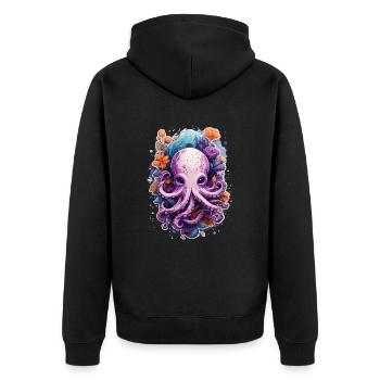 Süsser Tintenfisch - Unisex Premium Bio Zip Hoodie - Schwarz - Hinten - Nico (187cm)