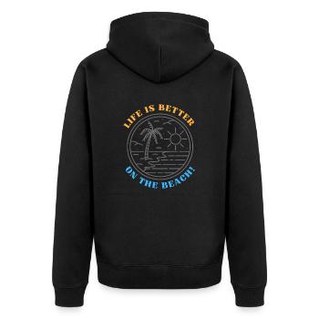 Life is better on the beach - Unisex Premium Bio Zip Hoodie - Schwarz - Hinten - Nico (187cm)