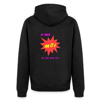 Je suis moi et ça me va - Veste à capuche bio Premium Unisexe - noir - Dos - Nico (187cm)