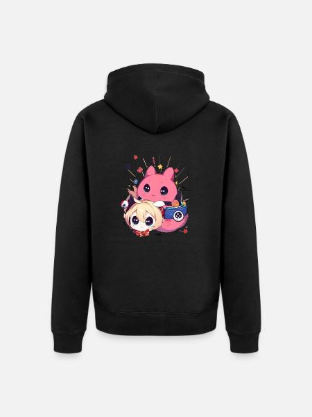 Teenage Dyr Dinosaur Monster Hamster Pink Hoved - Premium økologisk unisex-hættejakke - sort