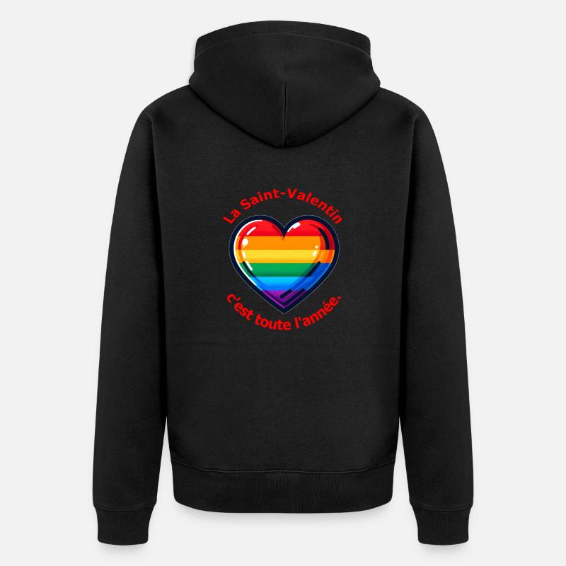 La Saint-Valentin, c'est toute l'année ! - Veste à capuche bio Premium Unisexe - noir