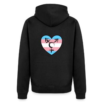 Herz mit Fahne - Transsexualität - Unisex Premium Bio Zip Hoodie - Schwarz - Hinten - Nico (187cm)