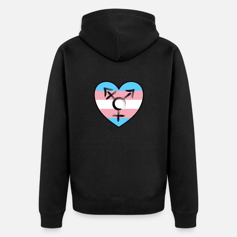 Coeur avec drapeau - Transsexualité - Veste à capuche bio Premium Unisexe - noir