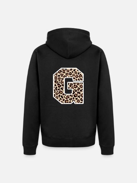 Buchstabe G Leopardenmuster - Geschenkidee zum Geburtstag - Unisex Premium Bio Zip Hoodie - Schwarz