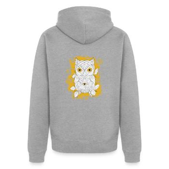 GOLDEN OWL LINEAR - Unisex Premium Organic Zip Hoodie - heather grey - Back - Nico (187cm)