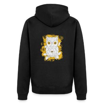 GOLDENE EULE LINEAR - Unisex Premium Bio Zip Hoodie - Schwarz - Hinten - Nico (187cm)