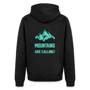 mountains berge are calling - Unisex Premium Bio Zip Hoodie - Schwarz - Hinten - Nico (187cm)