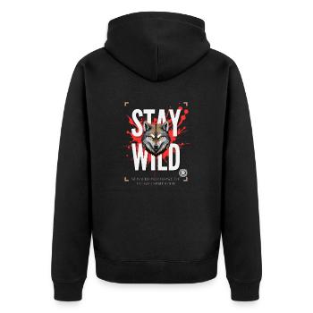 stay wild motivated - Unisex Premium Bio Zip Hoodie - Schwarz - Hinten - Nico (187cm)