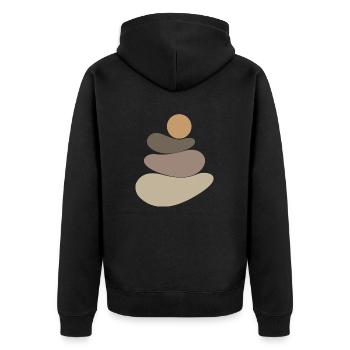 Braunes Stein-/Felsen-Logo - Unisex Premium Bio Zip Hoodie - Schwarz - Hinten - Nico (187cm)