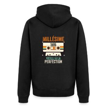 Millésime 1986 vieilli à la perfection - Veste à capuche bio Premium Unisexe - noir - Dos - Nico (187cm)