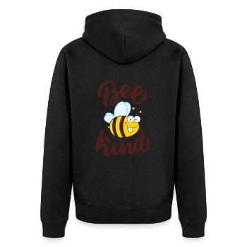 Lustige Biene Spruch Bee Kind - Unisex Premium Bio Zip Hoodie - Schwarz - Hinten - Nico (187cm)