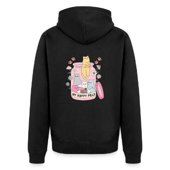 Meine Happy Pills - Unisex Premium Bio Zip Hoodie - Schwarz - Hinten - Nico (187cm)