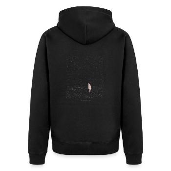 Segeln Sie zwischen den Sternen - Gold - Unisex Premium Bio Zip Hoodie - Schwarz - Hinten - Nico (187cm)