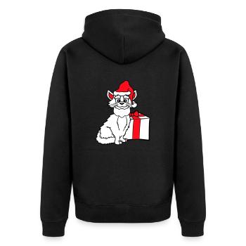 Weihnachtsmann Katze Winter Weihnachten Geschenk - Unisex Premium Bio Zip Hoodie - Schwarz - Hinten - Nico (187cm)