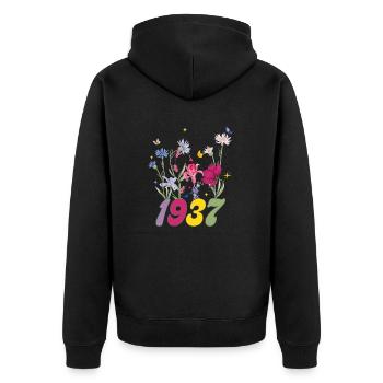 Année de naissance 1937 fleurs sauvages - Veste à capuche bio Premium Unisexe - noir - Dos - Nico (187cm)