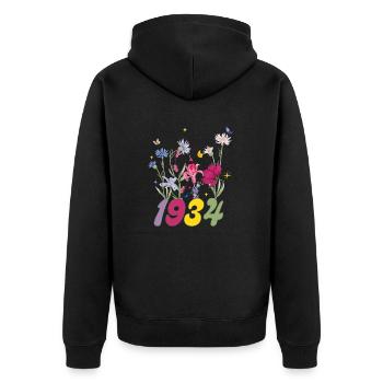 Année de naissance 1934 fleurs sauvages - Veste à capuche bio Premium Unisexe - noir - Dos - Nico (187cm)