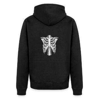 Skelett Halloween Kostüm - Unisex Premium Bio Zip Hoodie - Schwarz - Hinten - Nico (187cm)