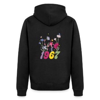 Année de naissance 1967 fleurs sauvages - Veste à capuche bio Premium Unisexe - noir - Dos - Nico (187cm)