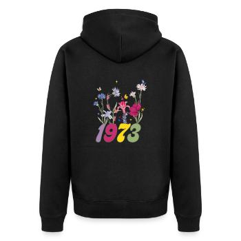 Année de naissance 1973 fleurs sauvages - Veste à capuche bio Premium Unisexe - noir - Dos - Nico (187cm)