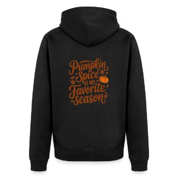 Pumpkin spice is my favorite season - Unisex Premium Bio Zip Hoodie - Schwarz - Hinten - Nico (187cm)