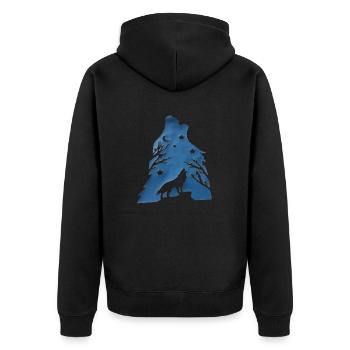 loup hurle nuit - Veste à capuche bio Premium Unisexe - noir - Dos - Nico (187cm)