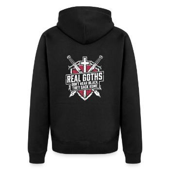 Römer vs. Goths: Echter Style - Unisex Premium Bio Zip Hoodie - Schwarz - Hinten - Nico (187cm)