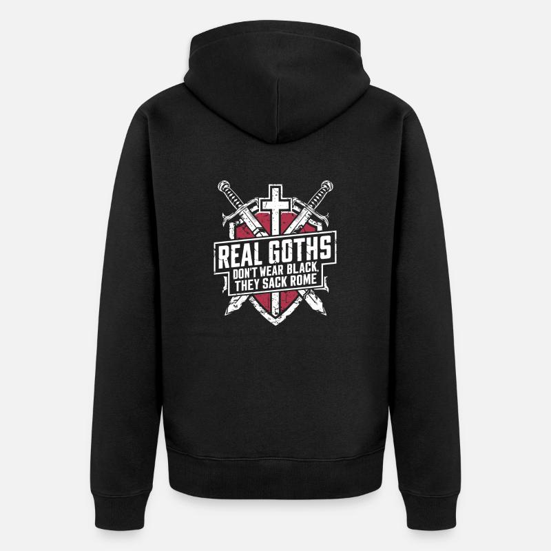 Römer vs. Goths: Echter Style - Unisex Premium Bio Zip Hoodie - Schwarz